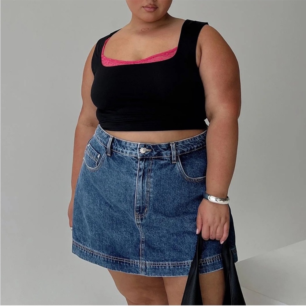 Princess Polly Blue Denim A-Line Mini Skirt